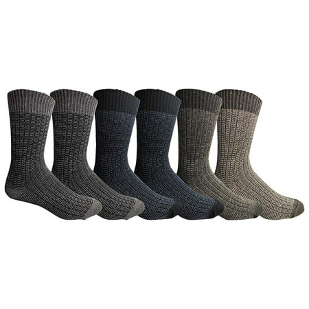 6 Pack Wool Socks For Men, Hunting Hiking Backpacking Thermal Boot Socks (Assorted