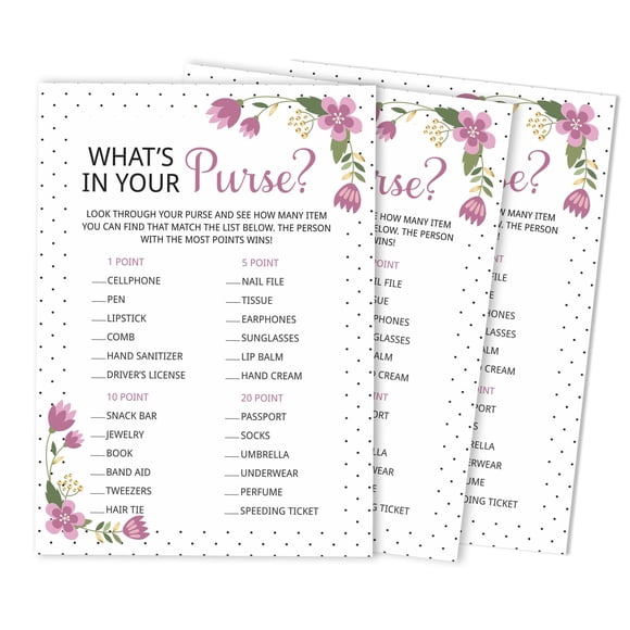 Inkdotpot Lot de 50 FloralWhats dans Votre Sac Jeu de Douche Nuptiale Fête de Mariage Enterrement de Vie de Jeune Fille en Vrac
