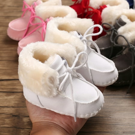 

GXSR Winter Toddler Snow Boots - Lace up Baby Girls Boys Shoes Lace up Non-Skid Soft Sole Slippers Newborn Warm Ankle Fur Booties for Infant Newborn First-Walkers