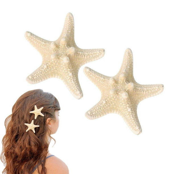 2 Pcs Starfish Hair Clip Beach Sea Star Hair Pins Mermaid Hair Clips  Accessories for Women and Girls 