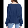 thumbnail image 3 of Blusas de Mujer con Cuello en V, Larga, Encaje, Elegantes, Informales, Modernas, de Gran Tamaño. Azul L, 3 of 7