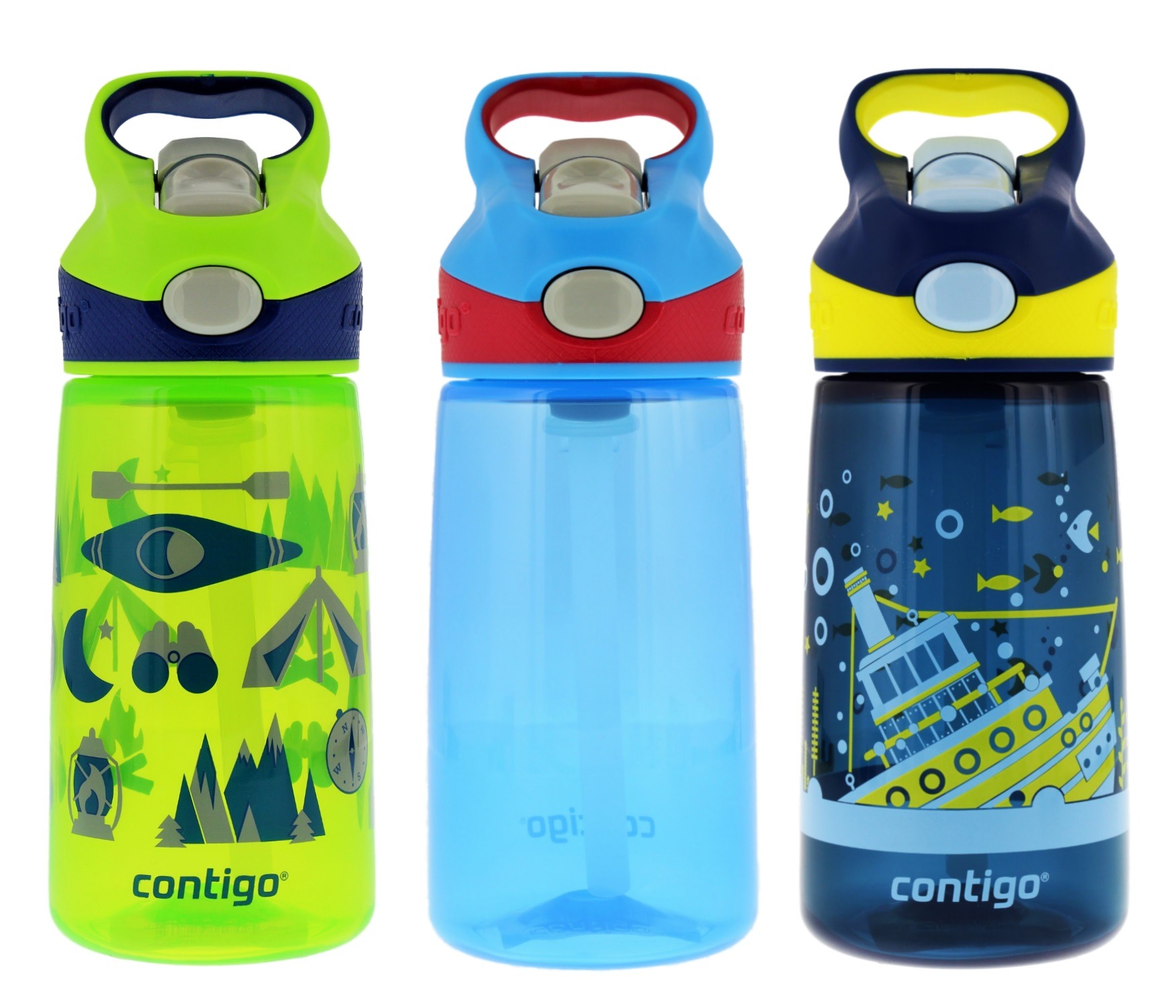 Contigo 14oz Autospout Striker Kids Water Bottle, Granny Smith Green