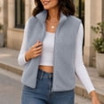 thumbnail image 7 of Karight Women's Fleece Vest Zip Up Stand Collar Sleeveless Lightweight Winter Warm Coat with Double-Sided Sherpa, 7 of 7