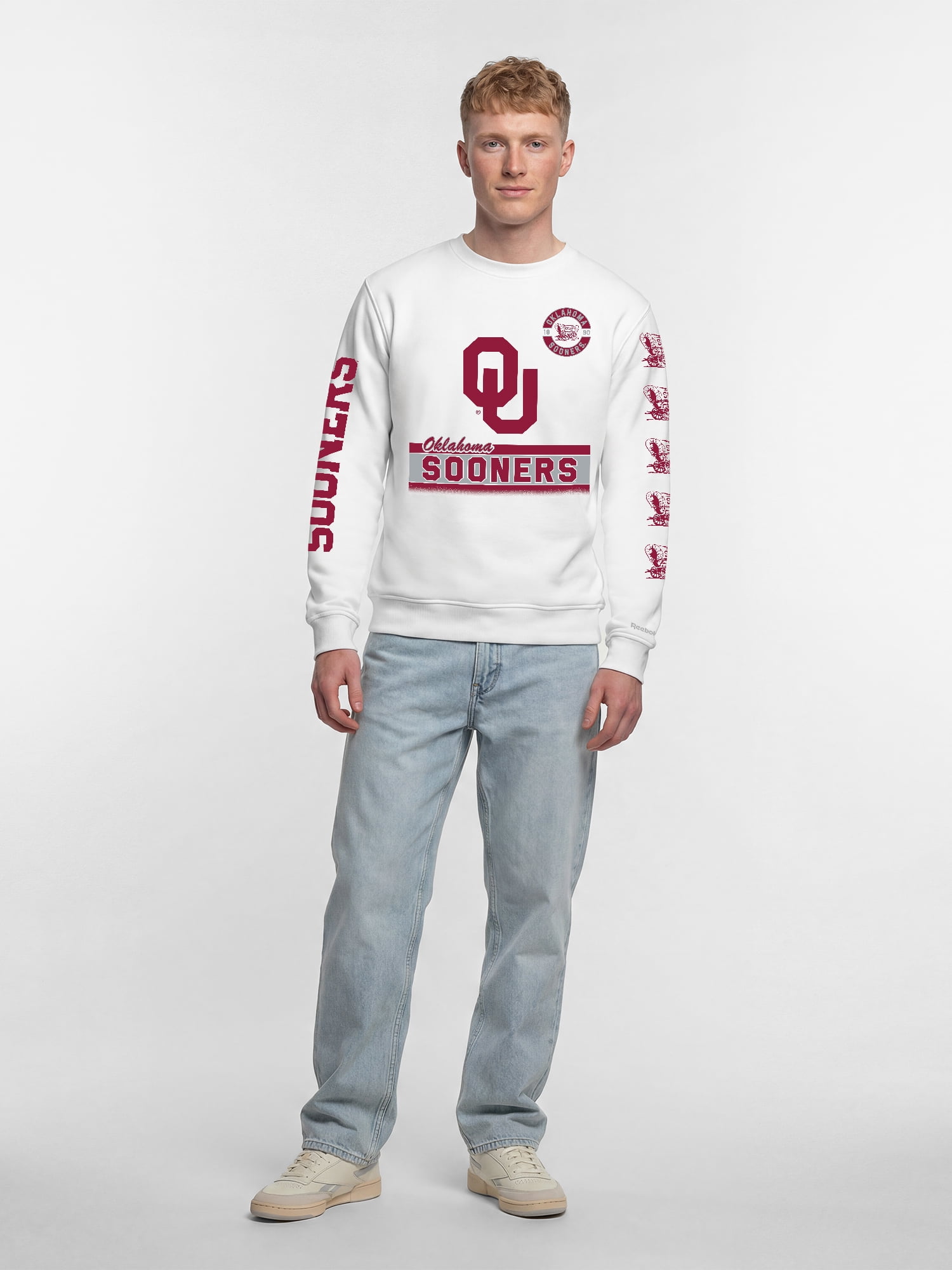 Oklahoma Sooners Reebok Mens White Crew Sweatshirt