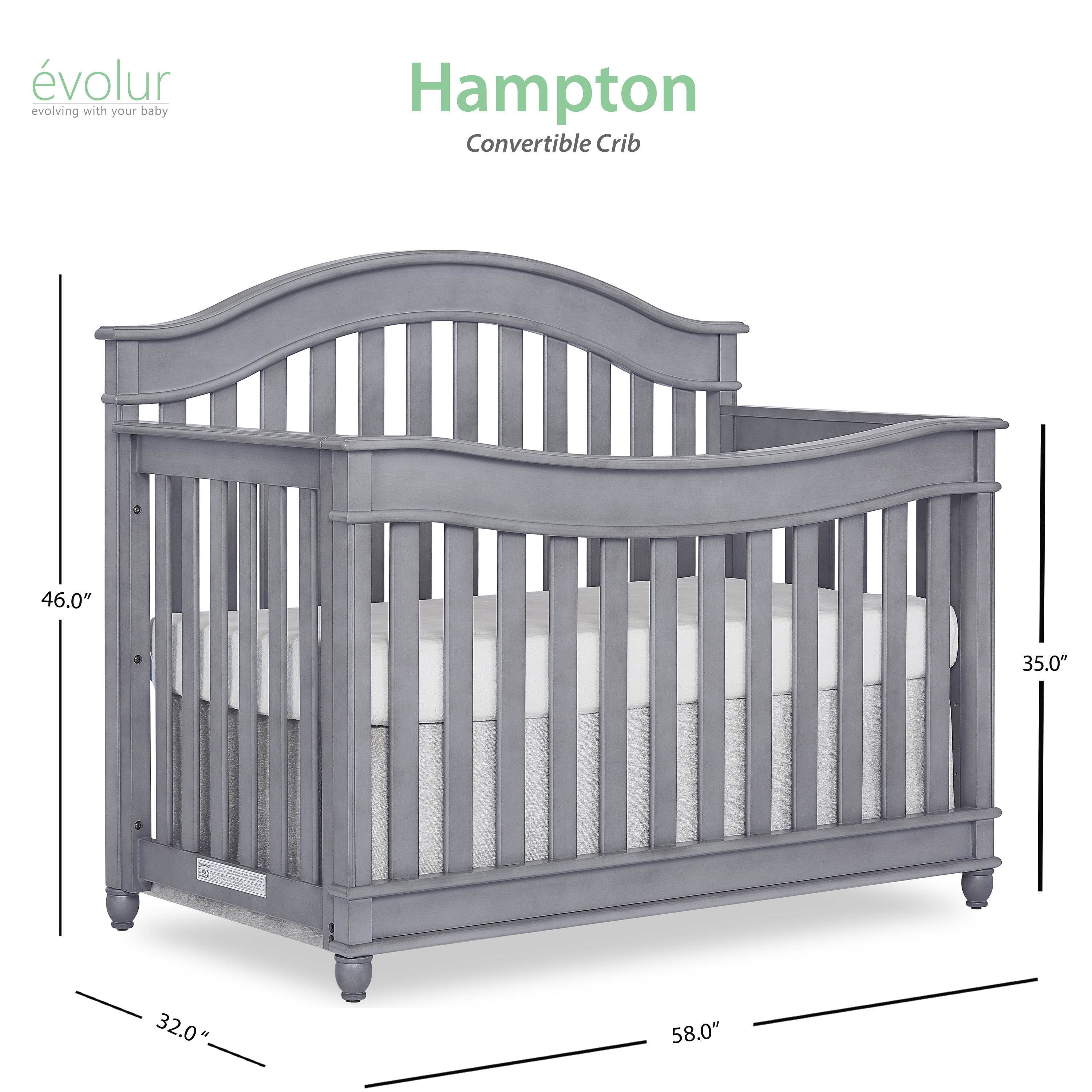 Evolur Hampton 5 In 1 Convertible Crib Double Dresser Mattress Evolur Hampton 5 In 1 Convertible Crib Double Dresser Mattress Value Bundle