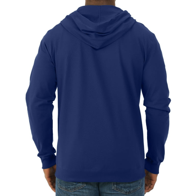 Blue Denim Jersey Sleeve Hooded Jacket