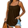 thumbnail image 2 of Yigetop Flowy Tank Tops for Women, Summer Tank Tops for Women 2025 Loose Fit Pleated Square Neck Sleeveless Shirt Curved Flowy Vest Basic Cotton Tee Sleeveless Tops for Women Brown L, 2 of 7
