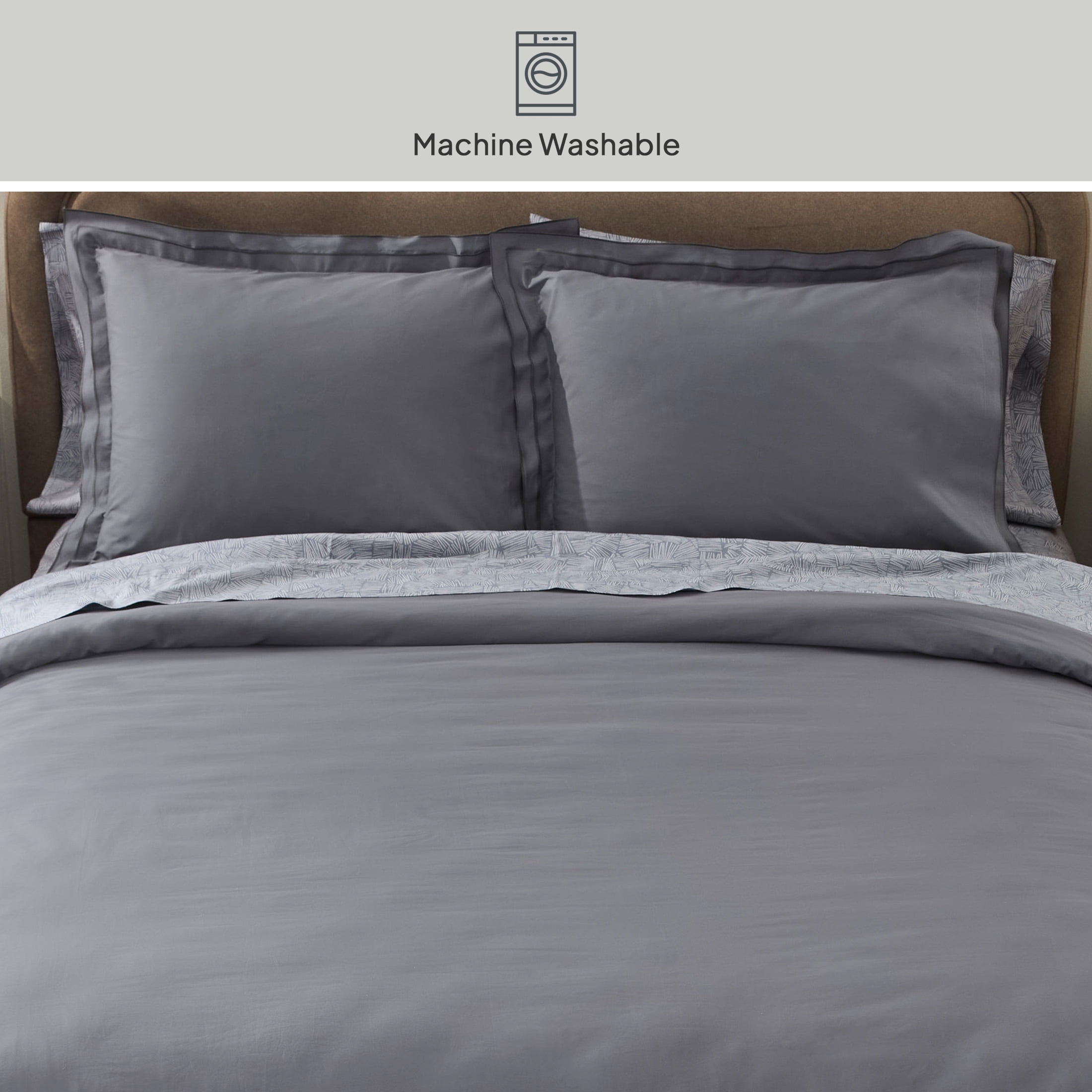 Better Homes & Gardens 3-Piece Grey Flannel Cotton Percale Duvet Cover Set, King