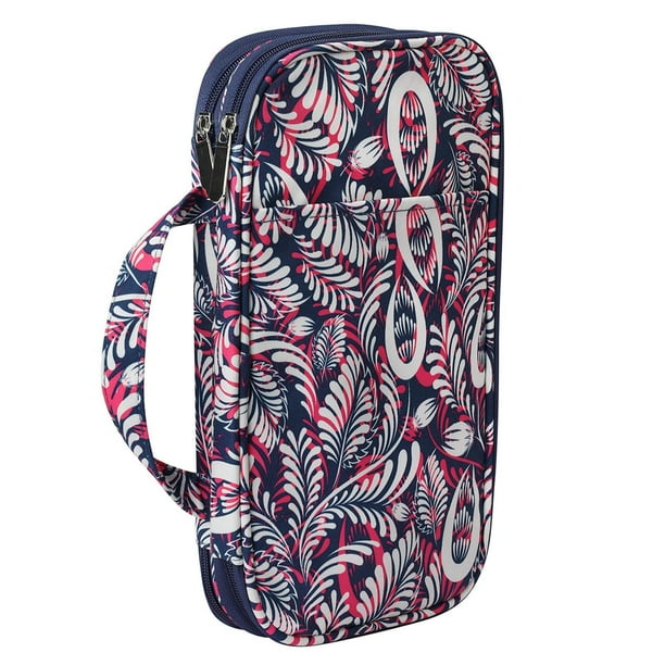 Viaje Crochet s s Estuche Herramientas de hilo Tejer Cremallera Hojas moradas Sunnimix Estuche de gancho de ganchillo