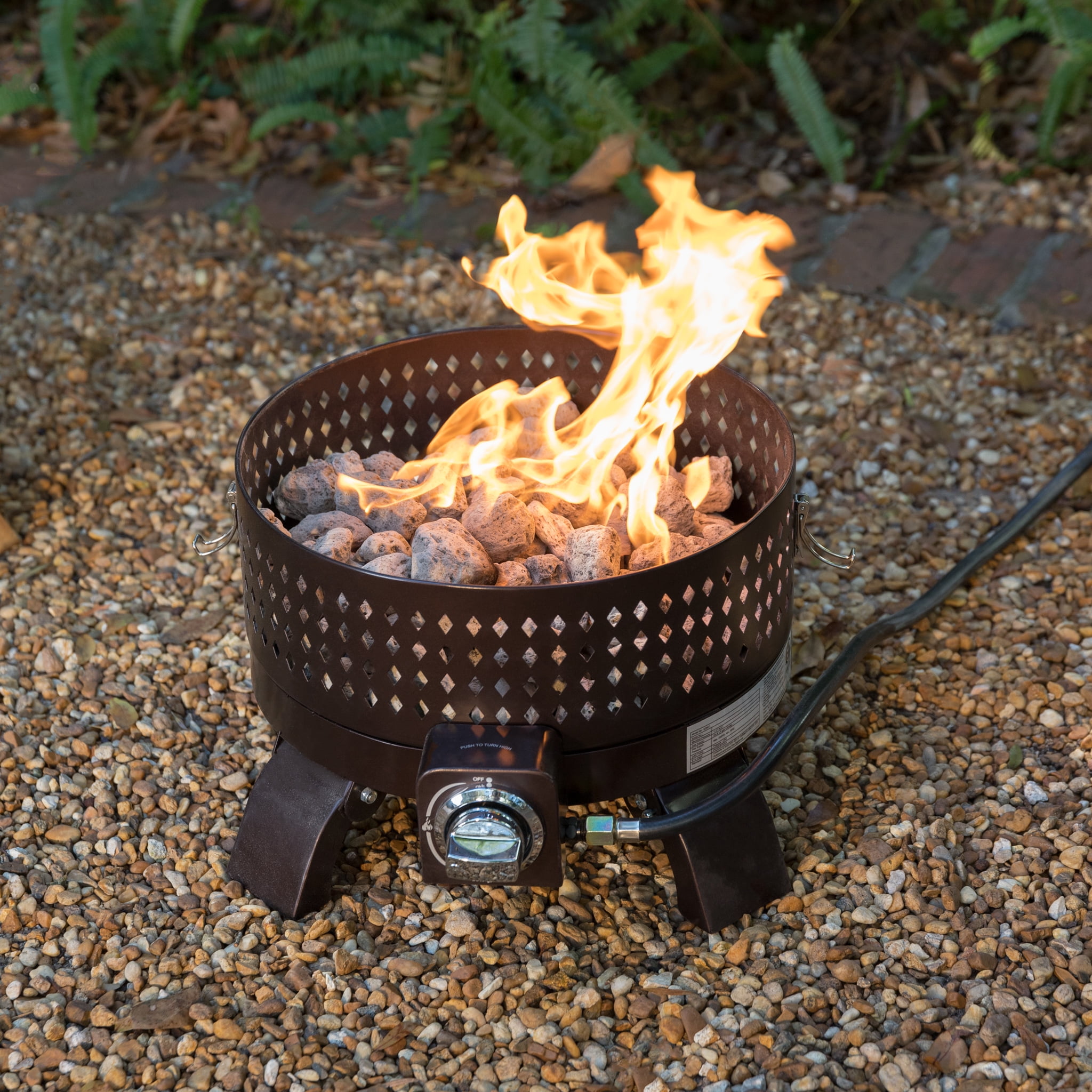 Fire Sense 60 000 Btu Outdoor Portable Propane Gas Steel Fire Pit With Carrying Bag And Lava Rock Walmart Com