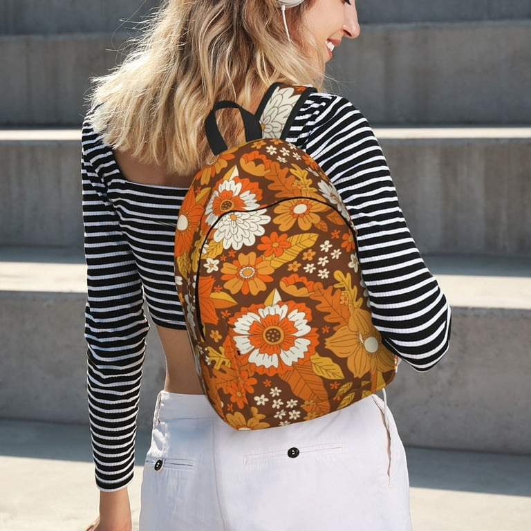 LAKIMCT Boho Style Autumn Flowers Canvas Backpack for Boys Girls College Laptop Backpack for Women Men Business Travel Casual Bag Student Bookbag for Kids Adults Large Walmart