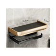 thumbnail image 2 of Bathroom Toilet Paper Holder No Punching Wall Mounted Toilet Paper Roll Hanger (Double Layer Black & Gold), 2 of 2