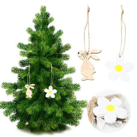 

Christmas Clearance Items Feltree Easter Wooden Bunny White Flower Nordic Home Wooden Decoration Small Pendant