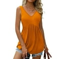 thumbnail image 2 of JINMGG Fashion Women's Summer V-Neck Sleeveless Solid Casual Tank Top Blouse Orange S, 2 of 9