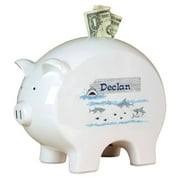 My Bambino Asymmetrical Pig Piggy Banks & Money Jars White/Blue