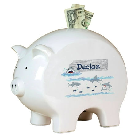 My Bambino Asymmetrical Pig Piggy Banks & Money Jars White/Blue