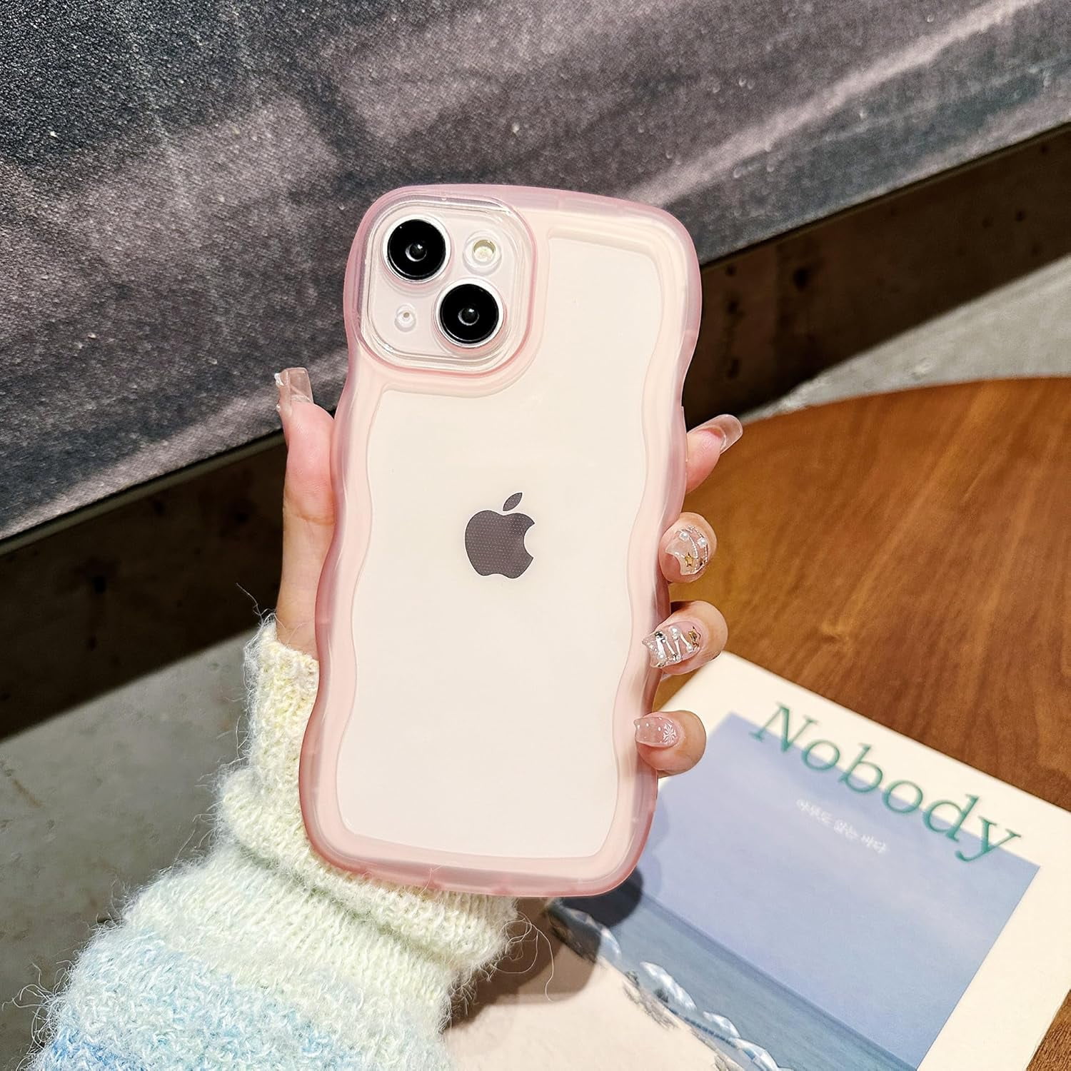 TIANLI for iPhone 15 Case,Cute Silicone Case for iPhone 15, Shockproof Protective Phone Case for iPhone 15, Clear/Pink