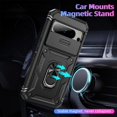 thumbnail image 2 of Design for Google Pixel 8 Pro Phone Case with Screen Protector Ring Holder Kickstand Heavy Duty Rugged Shockproof Military Grade Bumper Protective Cover for Women Men Girls 6.7 inch Black, 2 of 14