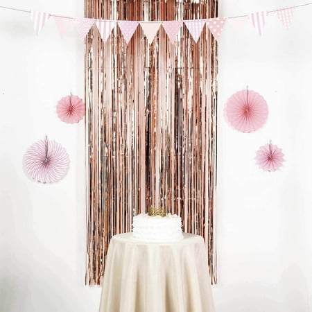 Efavormart 8ft Metallic Foil Fringe Curtain For Wedding Party Decoration