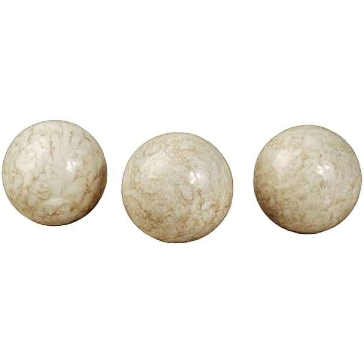 Cambria Ivory Beige Marbled Orbs Sphere Balls 4 inches diameter for Centerpiece Bowl and Tray Displays Set of Three Orbs Only