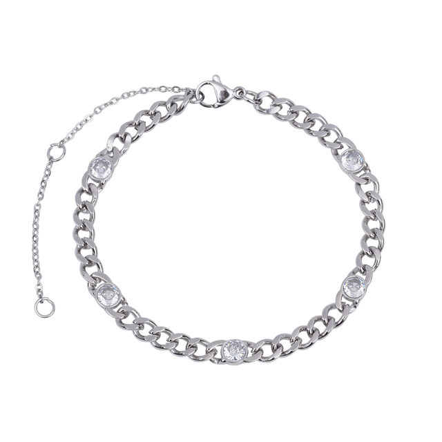 Pulsera Mujer de Cadena de Oro 14k o Plata LuckyLy, modelo Kary plateado UNITALLA