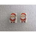 thumbnail image 3 of Handcrafted Ceramic Post Earrings with Santa on white rectangles, 3 of 4