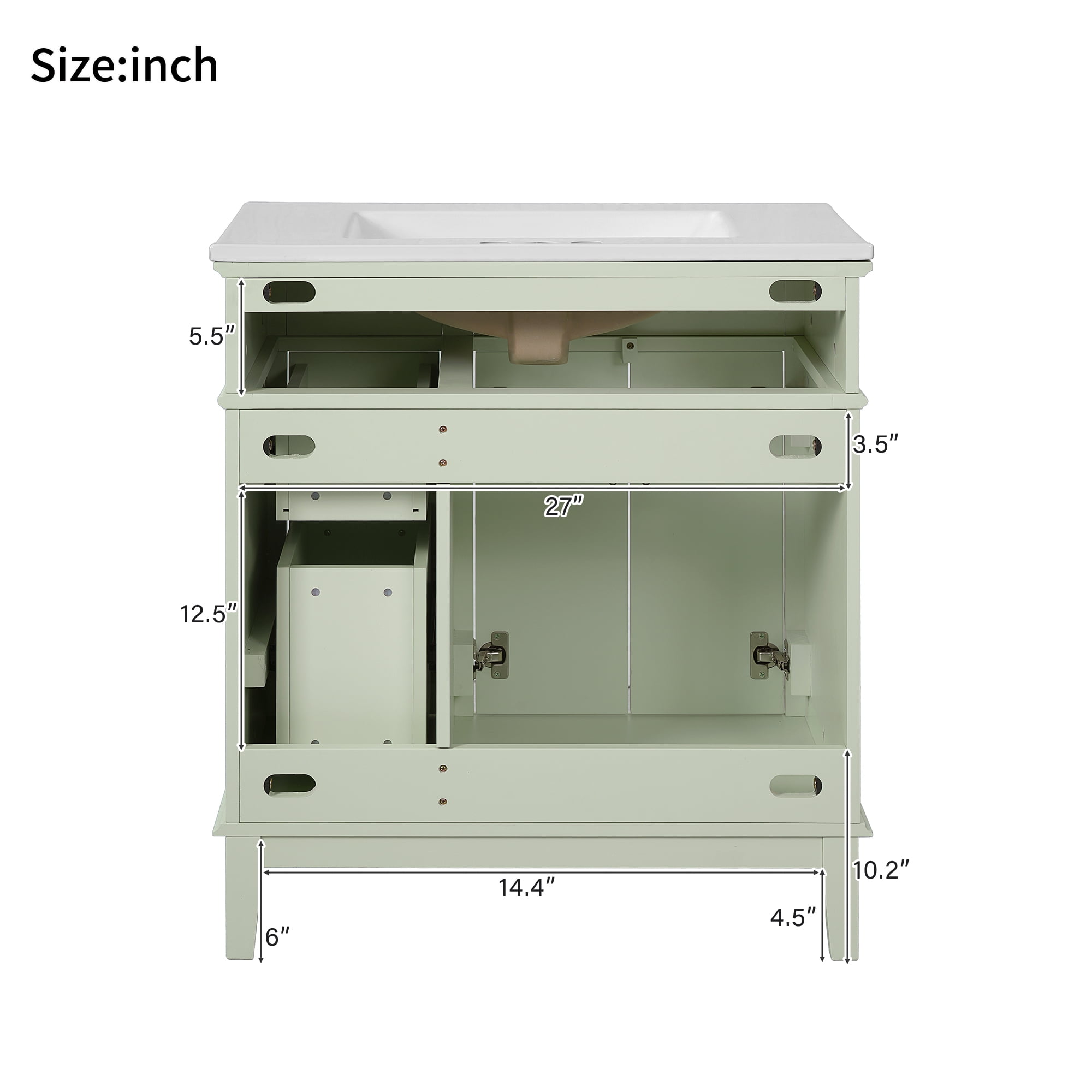 Harper & Bright Designs 30" Green Bathroom Vanity with Sink, Bathroom Storage Cabinet with Soft-Close Doors and Drawers for Small Space