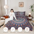 thumbnail image 3 of Homewish Retro Boho Mandala Queen Comforter Set,Exotic Peacock Themed Comforter Sets Queen,Orange Blue,Navy Blue Reversible,3-Piece,1 Comforter and 2 Pillowcases, 3 of 7