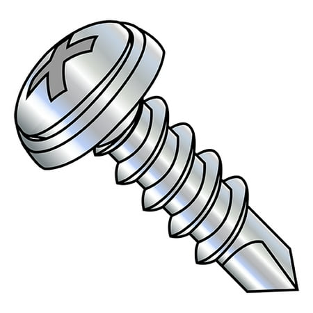 

8-18X1 Phil #6 Oval Self Drilling Screw Sems Finishing Washer Full Thread Zinc (Pack Qty 4 000) BC-0816KPOWC