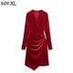 thumbnail image 2 of Laklulu - Vestido de cóctel ajustado con mangas largas y escote en V cruzado para mujer, rojo, XL, 2 of 6
