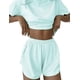 thumbnail image 2 of Pijama de verano for mujer, de manga corta a rayas, informal, cómodo, conjunto de 2 piezas for el hogar, 2 of 6