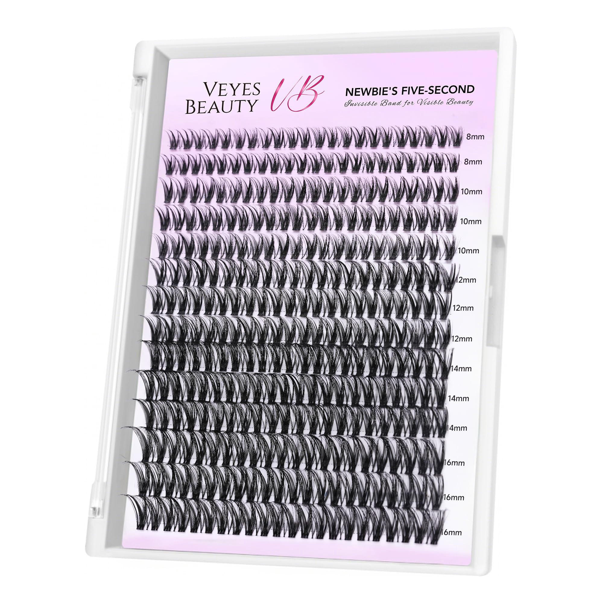 VEYESBEAUTY Ribbon Lash Clusters 154pcs, Fluffy Feathery Lashes with Invisible Band False Eyelash Reusable up to 7 Days Lash Kit