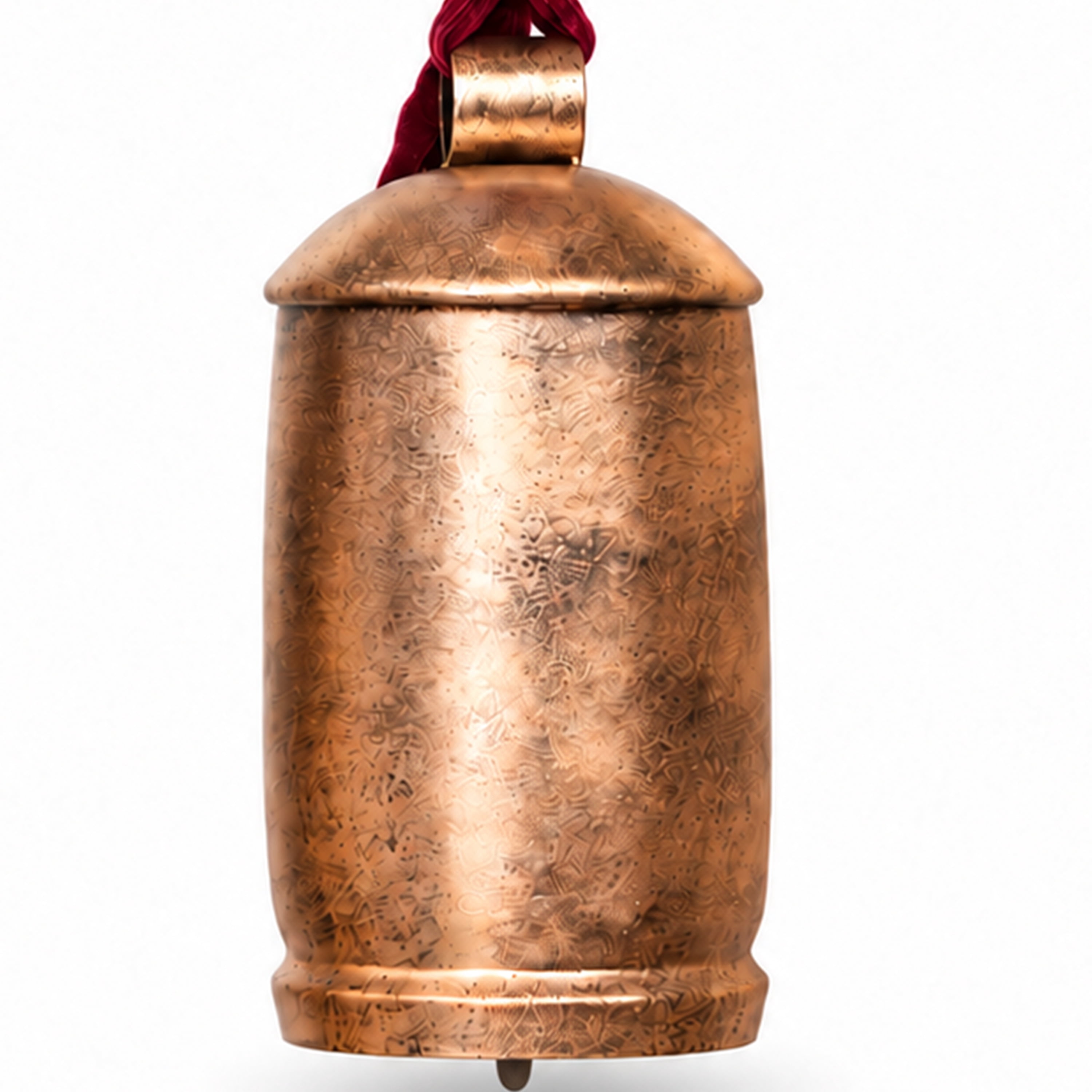 My Texas House Antique Gold Finish Metal Hanging Bell with Velvet Ribbon, 10 Inch