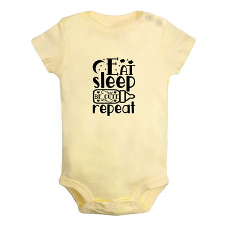 

Eat Sleep Cute Repeat Funny Rompers For Babies Newborn Baby Unisex Bodysuits Infant Jumpsuits Toddler 0-12 Months Kids One-Piece Oufits (Yellow 0-6 Months)