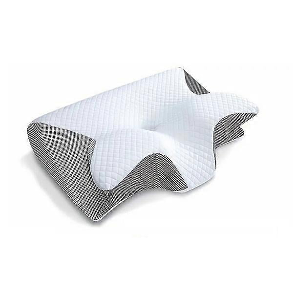 Viscoelastic Neck Pillow, Ergonomic Contour 2-in-1 Neck Pain Orthopedic Pillow, Light Gray