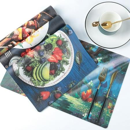 

Ludlz Placemat Waterproof Heat-Resistant Non-slip Heat Insulation Dishwasher Safe Rectangle Dining Table Protection Decoration Pad Kitchen Supplies