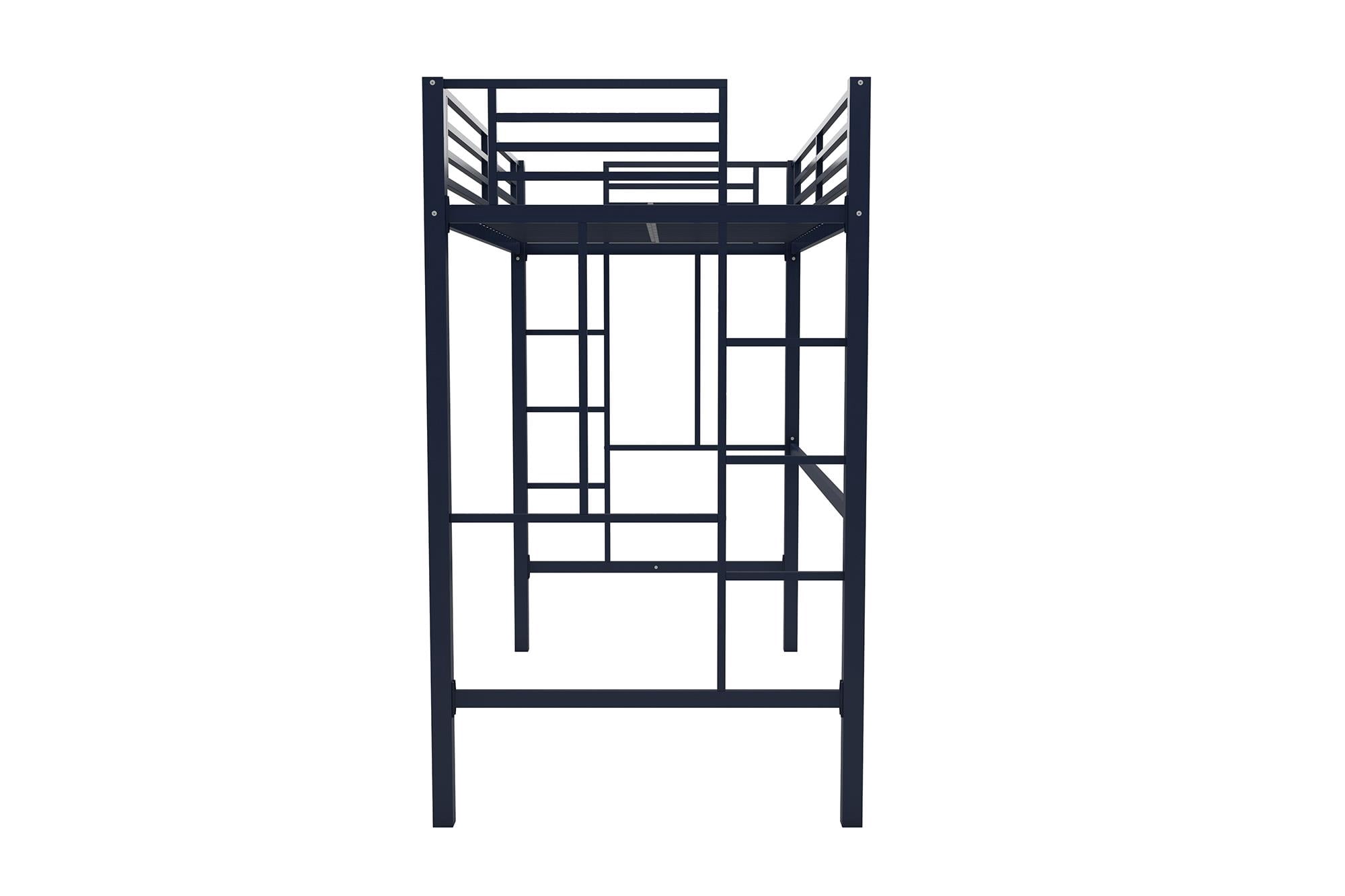 Your Zone Brittain Twin Metal Loft Bed, Navy Blue