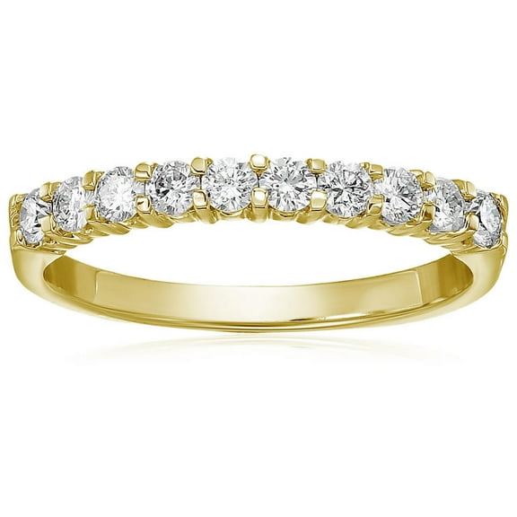 Vir Jewels 3/4 CTTW Diamond Wedding Band Women 14K Yellow Gold Half Eternity Round Prong Set