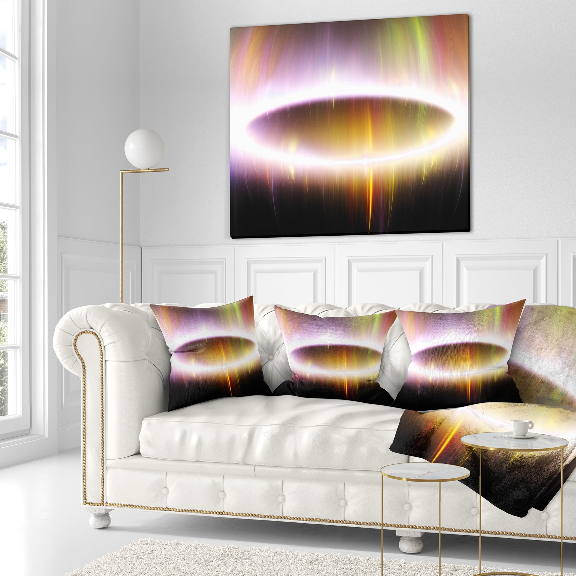 Designart Large Oval of Northern Lights - Abstract Throw Pillow - 16x16