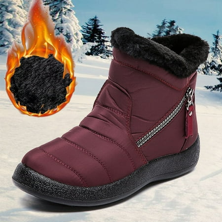 

TALKVE Warm and non slip Women s Boots Platform Boots Ankle Boots For Women Black Boots Winter Boots For Women Zipper Water Proof Plus Velvet Warm Shoes