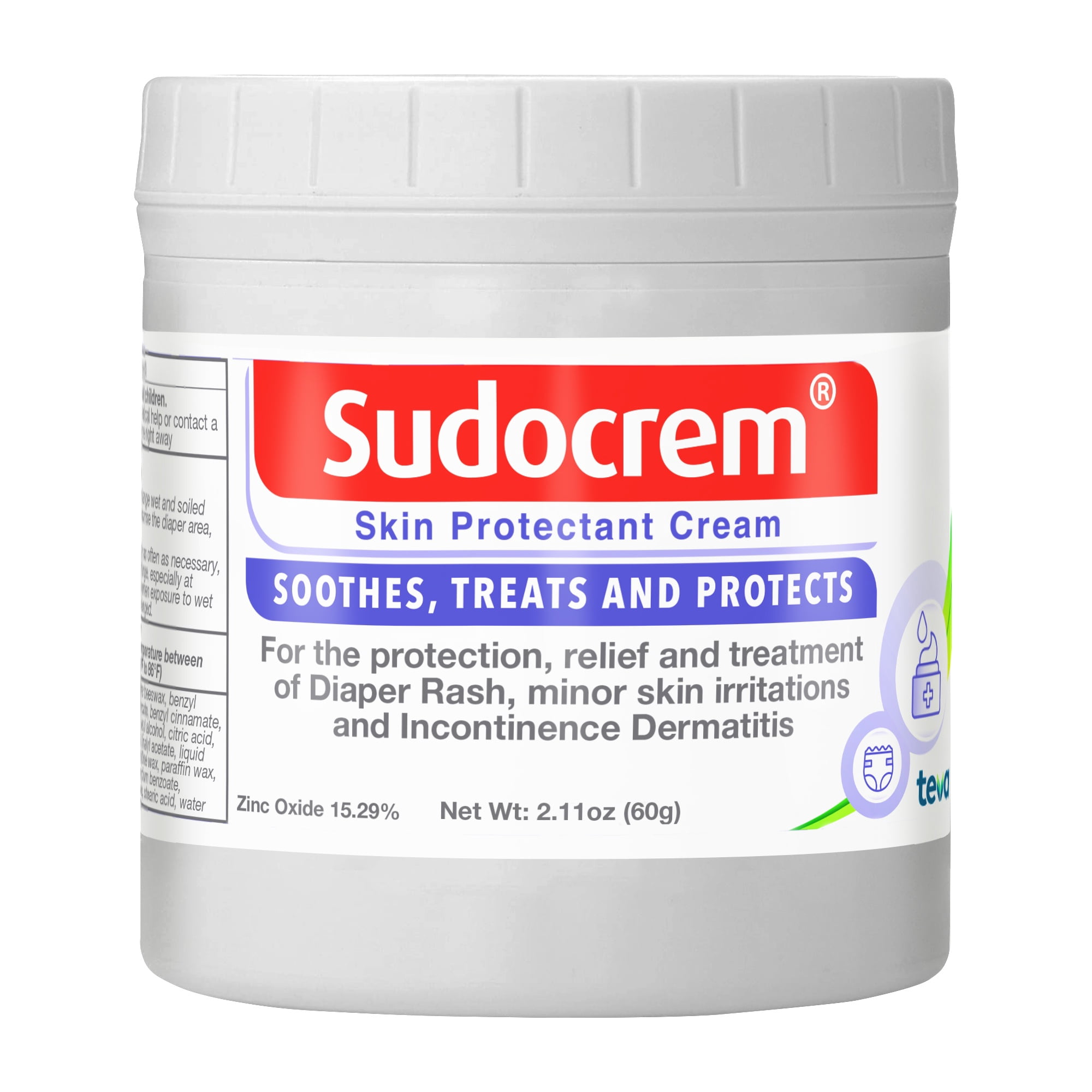 Sudocrem Skin Protectant Cream - Diaper Rash Cream – Soothes, Treats, and Protects – 2.1oz