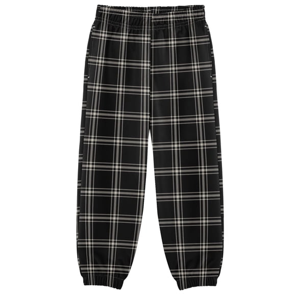 Black Plaid Boys Pants Kids Casual Sweatpants Joggers Toddler Sports Pants 3-10 Years