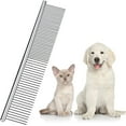 thumbnail image 1 of Peine de acero inoxidable para mascotas, peine de aseo para mascotas, peine redondo de dientes para perros y gatos con pelo enredado (19 x 3 cm), 1 of 5