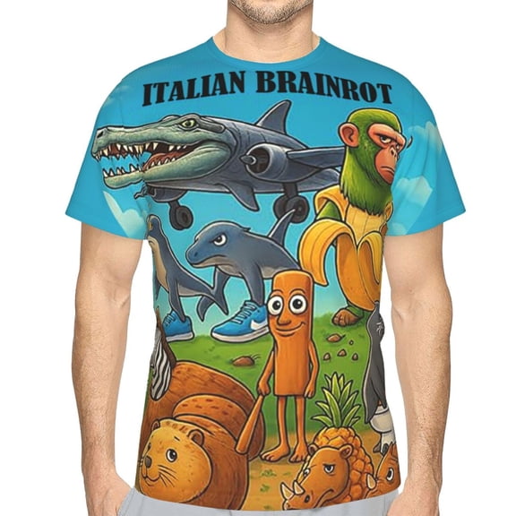 Italian Brainrot Unisex 3d Pattern Printed Short Sleeve T-Shirts Casual Graphics Tees For Men Women Teen Small