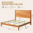 thumbnail image 5 of Papajet King Size Solid Wood Bed Frame with 48.6" Mid-Century Headboard & Wood Slats, Caramel, 5 of 6