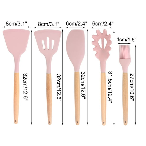 5pcs Silicone Spatule Ensemble Résistant Chaleur Anti-Rayures Cuisine  Spatule Non Collez Spatule pour Cuisson Cuisson Grattage Rose 