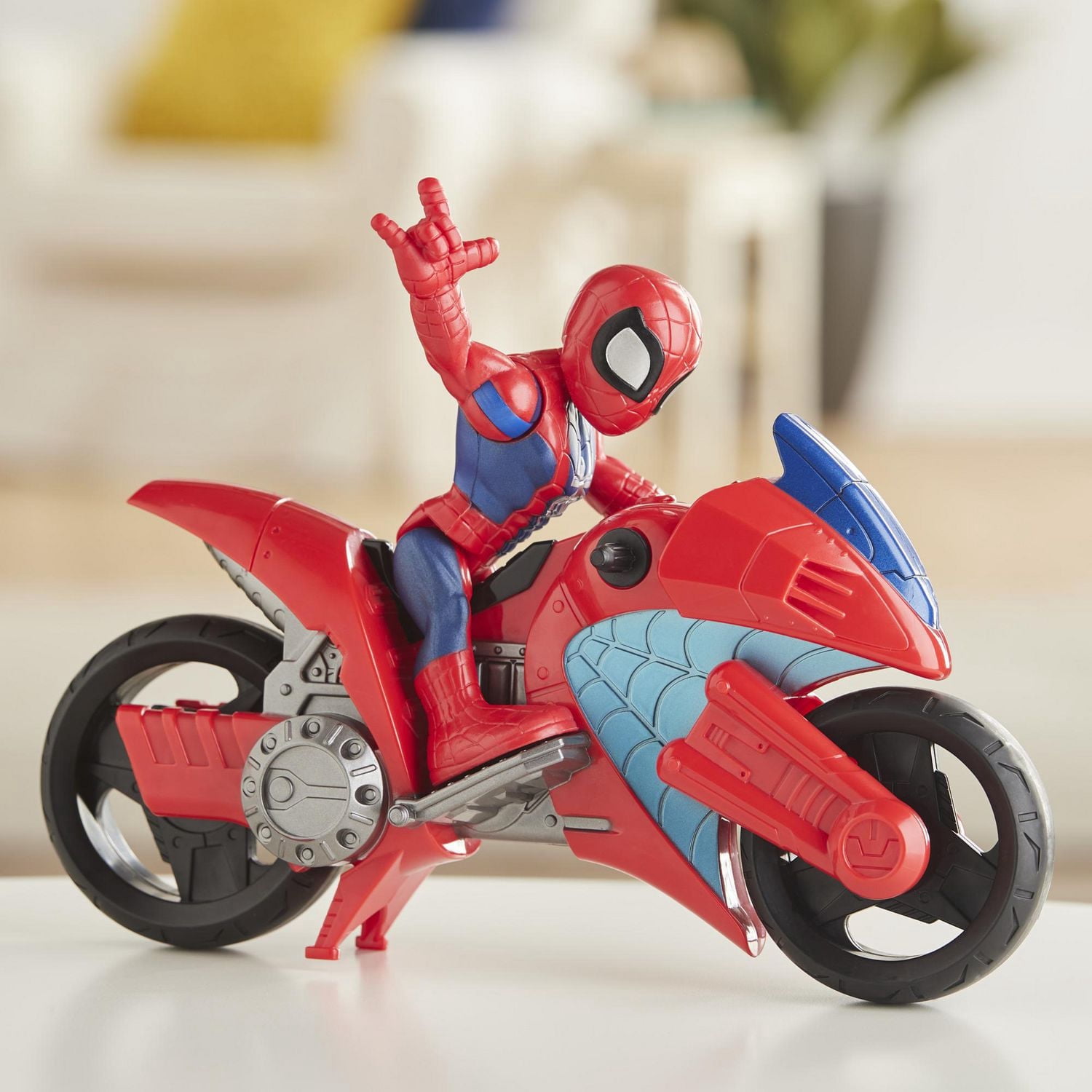 Playskool Heroes Marvel Super Hero Adventures - Moto arachnéenne de Spider-Man, figurine de 12,5 cm avec moto, pour enfants à partir de 3 ans