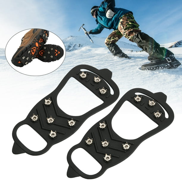 Crampons à Glace Universels 10 Dents Antidérapants - Grips Traction Neige Et Glace Pour Chaussures & Bottes (L: 39-42) Randonnée Hiver