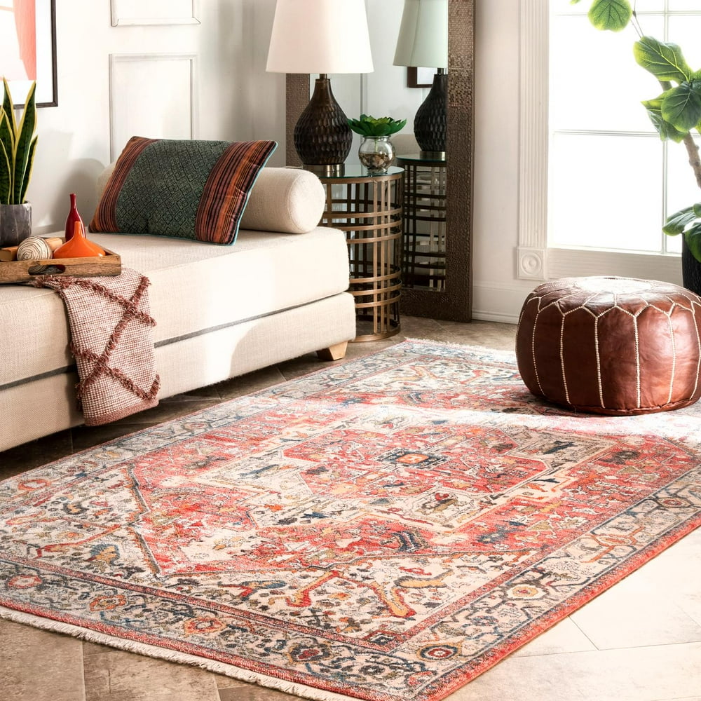 nuLOOM Vintage Harriet Medallion Fringe Rug Area Rug