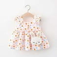 thumbnail image 2 of Girls' Dresses Summer Toddler Kids Girls Casual Dress Colorful Print Sundress Lightweight Breathable Play Wear Baby Dress Orange 6 Months-12 Months, 2 of 3